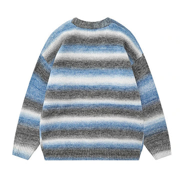 Winter New Gradient Men's Cardigan V-neck Single Breasted Fashion Casual Loose Sweater Couple Street Hip-hop Clothing Oversized